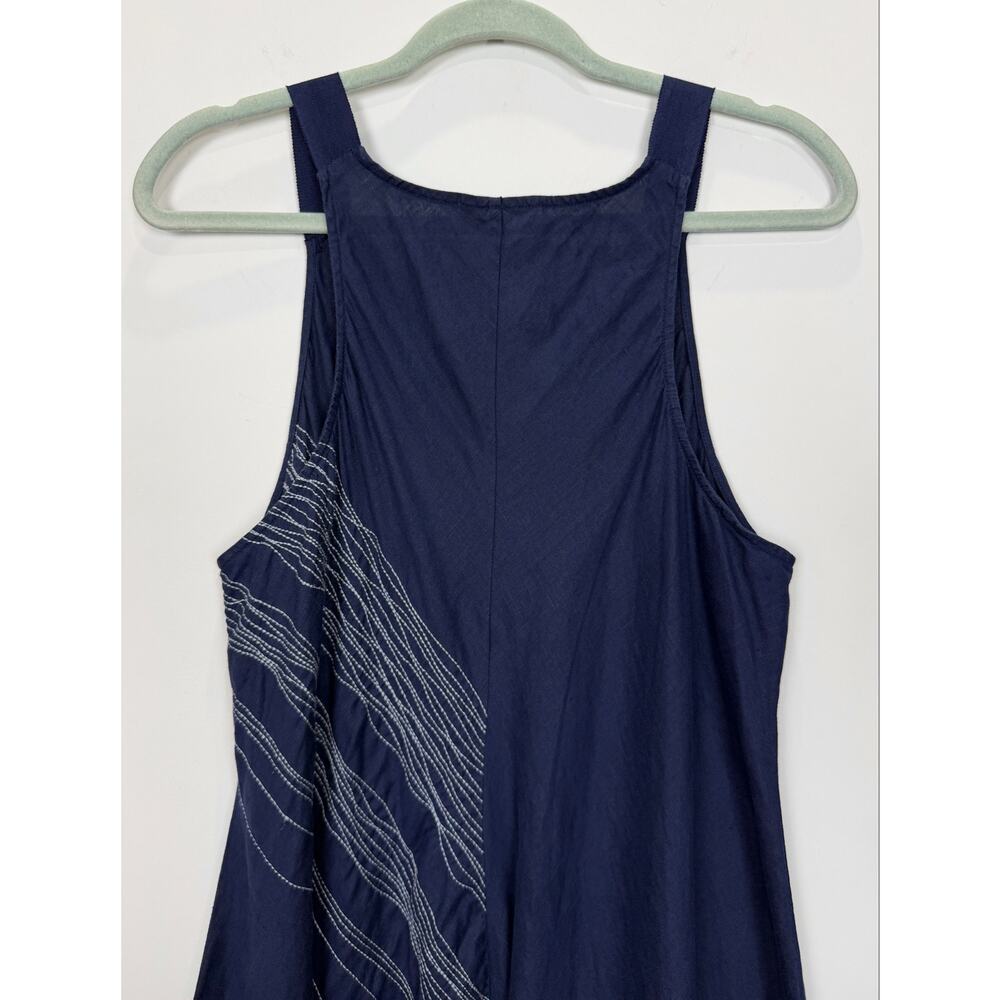 Eileen Fisher Irish Linen Asymmetric Handkerchief Hem Dress Blue Large Lagenlook - Picture 7 of 11